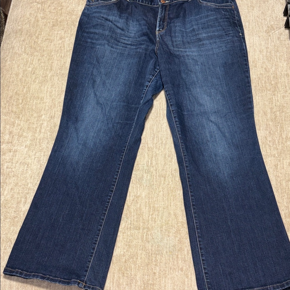 Sz 20 Lane Bryant Dark Blue boot cut Jeans tighter tummy panel stretch